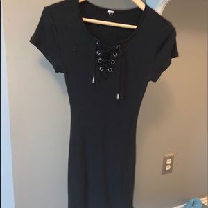 black tight t-shirt dress